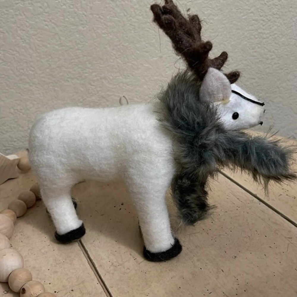 3 pc‎ Felt Reindeer Christmas Ornament Rustic Woodland Tree Moose Decor Bundle